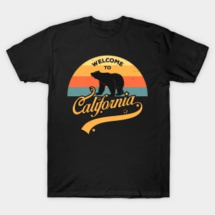 Welcome To California Retro Sunset Bear USA Trip T-Shirt